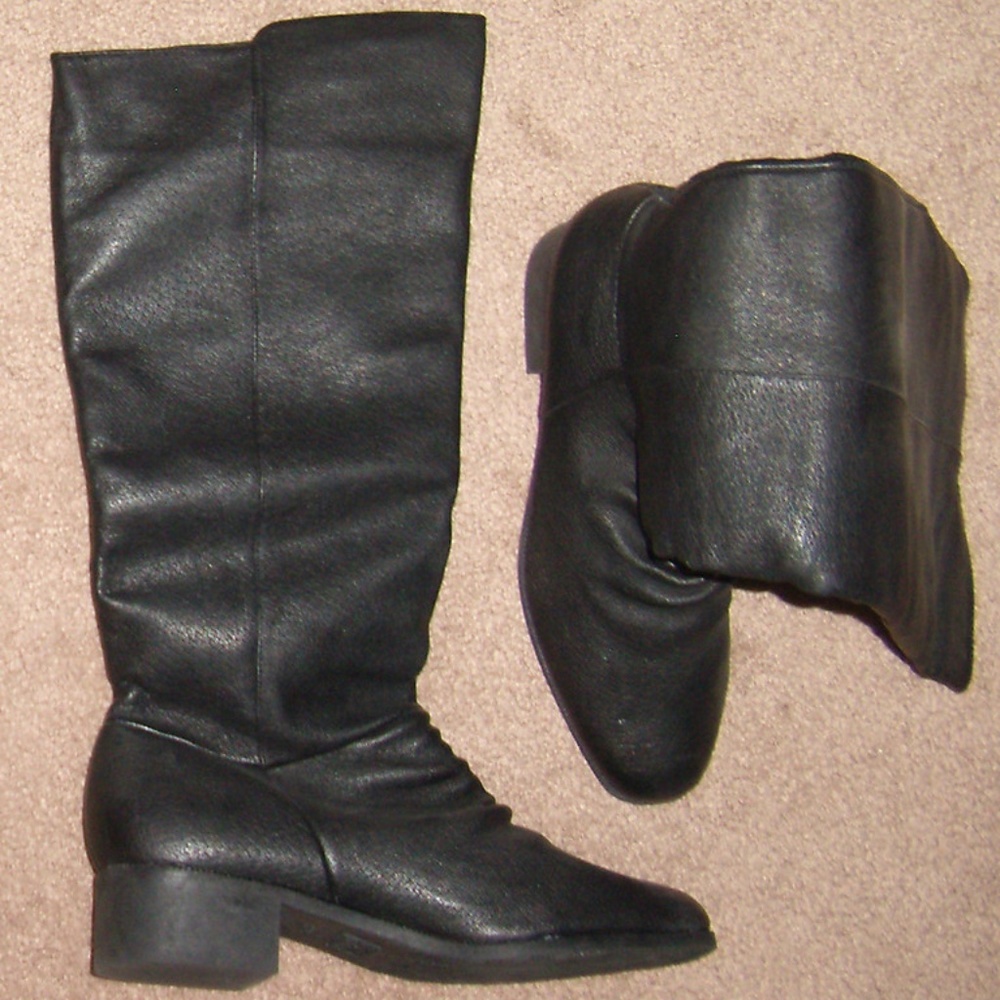 Vintage Leather Knee-High Boots Shoes